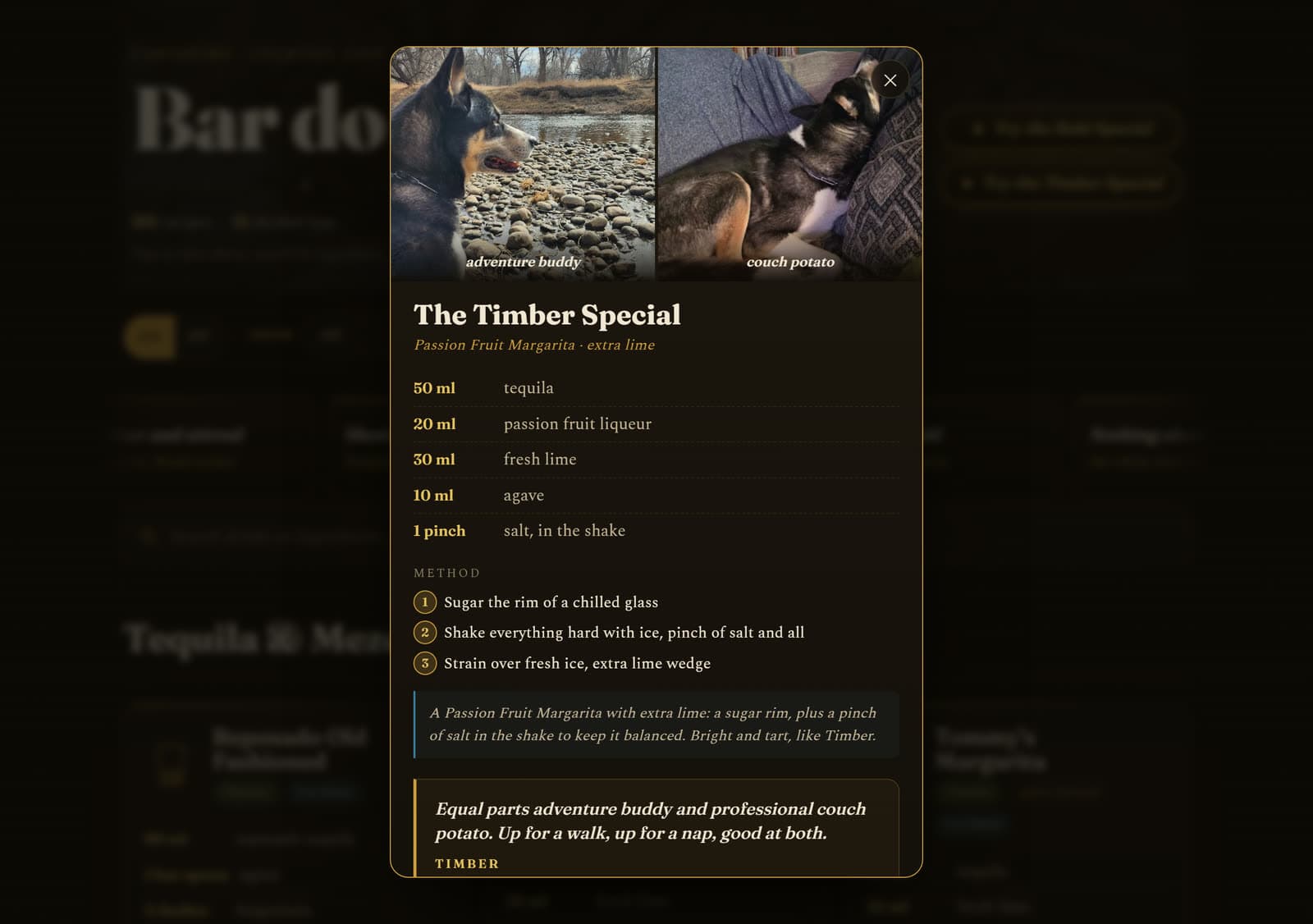 A house special: the recipe, the method, and the tribute behind the name.