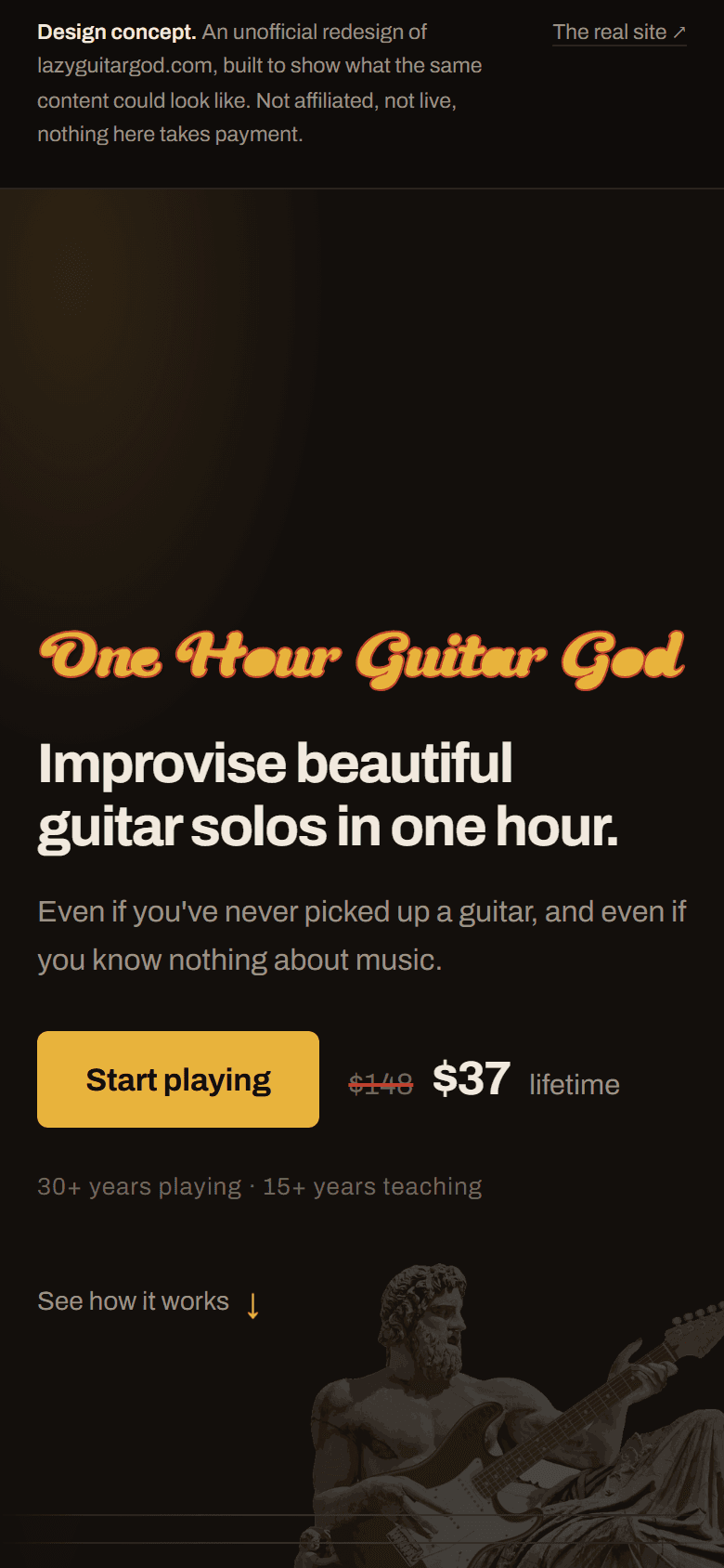 One Hour Guitar God on a phone